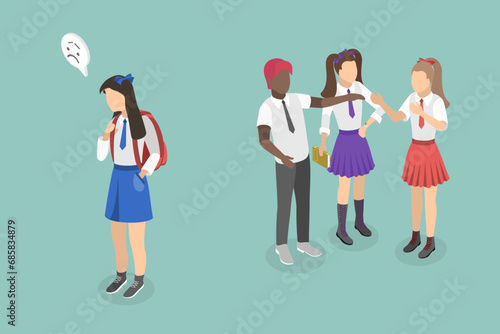 3D Isometric Flat Vector Illustration of Loneliness, Communication Difficulty and Ignoring