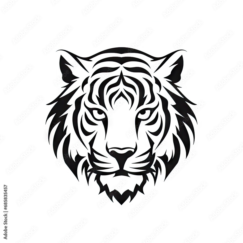 Tiger face on white background AI generative illustration Tiger face on white background AI generative illustration