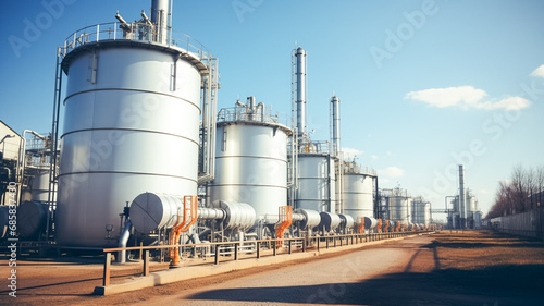 Natural Gas Tank. Large vessels or tanks filled with natural gas at a natural gas processing plant. photo