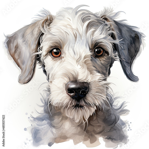 watercolor Bedlington Terrier clipart, Generative Ai