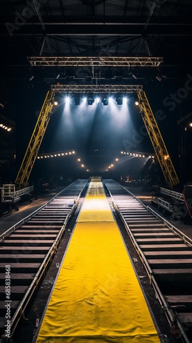 Empty bright stage of a big hall for a festival or concert