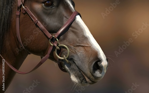 3d render of horse closeup model face eyes ai generative