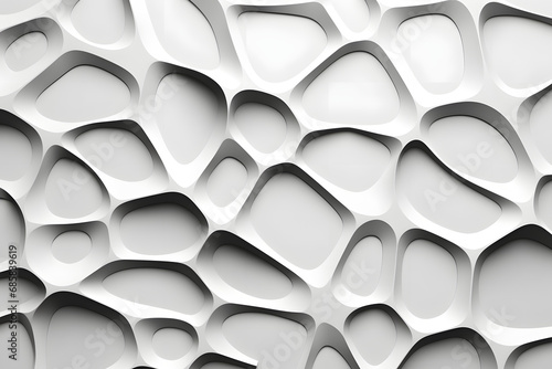 3D abstract white cellular pattern on gray background