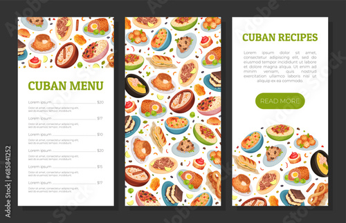 Cuban Food Banner Design with Tasty Served Dish Vector Template