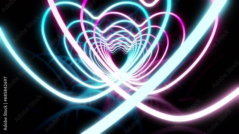 Heart Neon Line love tunnel glowing fluorescent lights corridor stage CG background Heart Neon Line love tunnel glowing fluorescent lights corridor stage CG background
