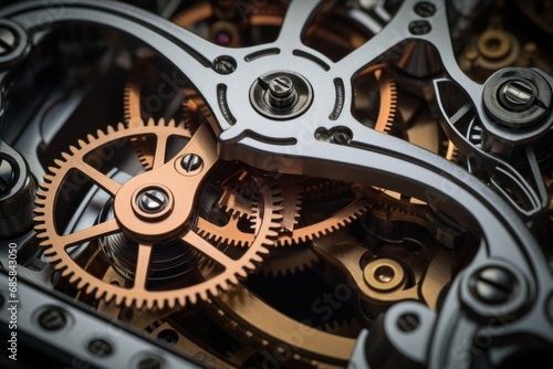 A detailed close-up of the intricate gears inside a watch. Perfect for illustrating the inner workings of a timepiece.