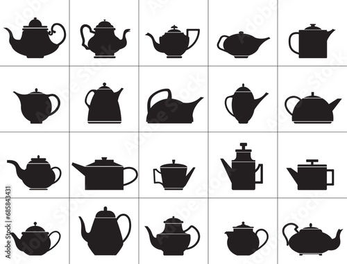 Teapot Silhouettes Vector Illustration