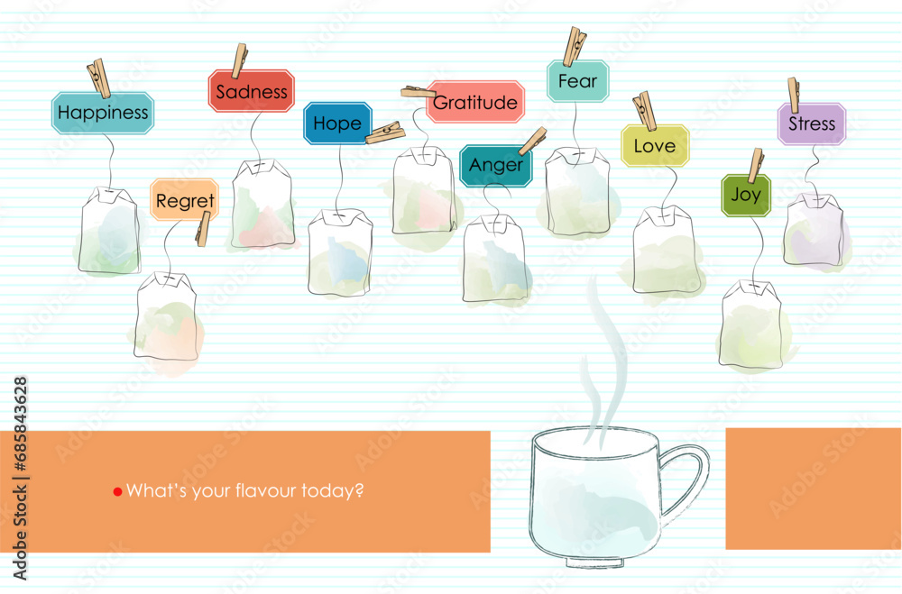 Emotions in a cup of tea vector illustration Emotions in a cup of tea vector illustration
