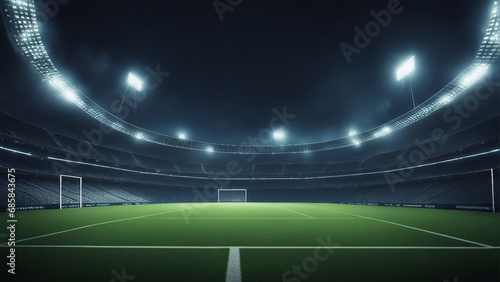 Night football arena in lights generated by AI