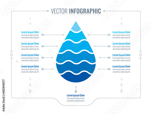 water drop infographic template. eight step information design. infographic template