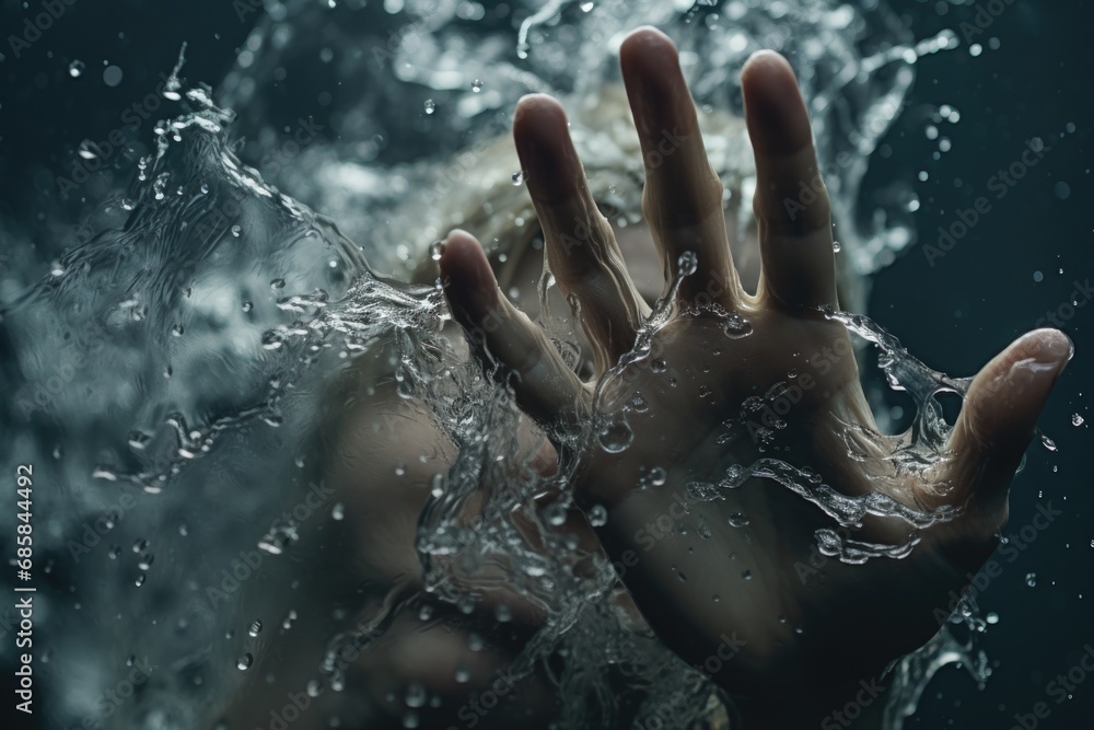 A person holding their hands out in the water. This image can be used to depict relaxation, mindfulness, and the beauty of nature. It can also be used in themes related to summer, beach, and vacation