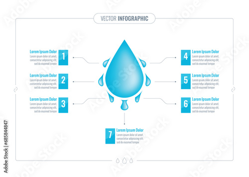 water drops infographic template on white background. web, internet, annual report, magazine infographic template. liquid information template