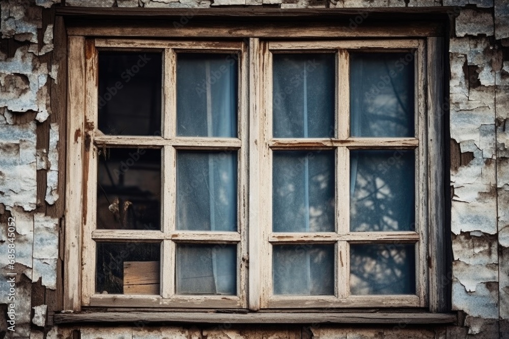 A cat can be seen sitting in the window of an old building. This image can be used to depict a calm and peaceful scene in a historical setting A cat can be seen sitting in the window of an old building. This image can be used to depict a calm and peaceful scene in a historical setting