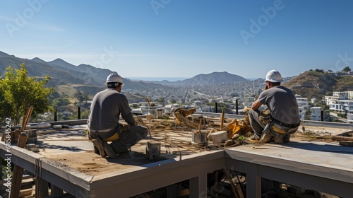 construction engineers supervising progress