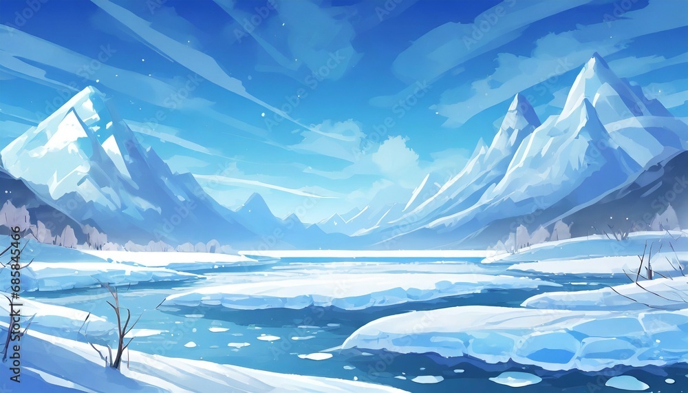 anime ice landscape for game background