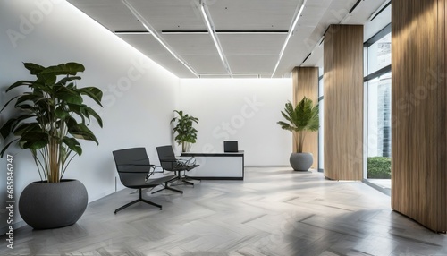 office lobby with white wall