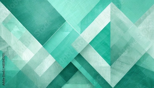 pretty abstract pastel mint green background with diamond squares and triangle shapes layered in classy artsy pattern cool dark and light colors and linen style texture material design photo