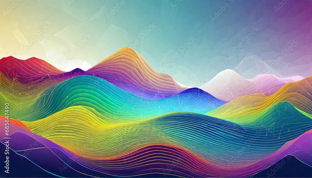 digital rainbow wavy mountains abstract graphic poster web page ppt background