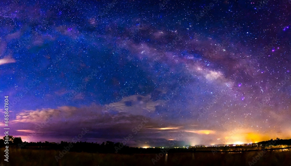 panorama blue night sky milky way and star on dark background universe filled nebula and galaxy with noise and grain photo by long exposure and select white balance dark night sky