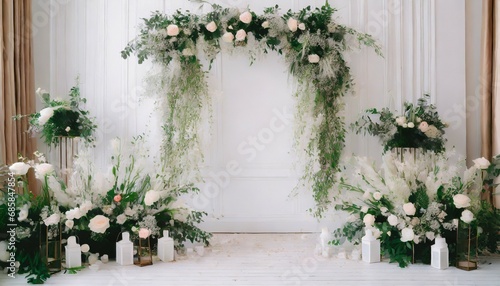 wedding clean backdrop aesthetic flower decoration white indoor minimalist studio background