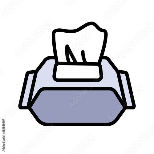 Wet wipes package color icon. Antibacterial wet wipes tissue flat illustration on white background.