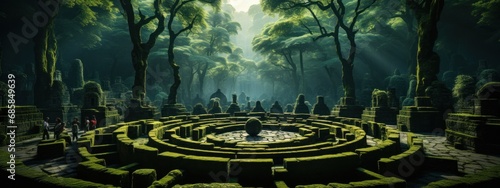 green maze in forest photo