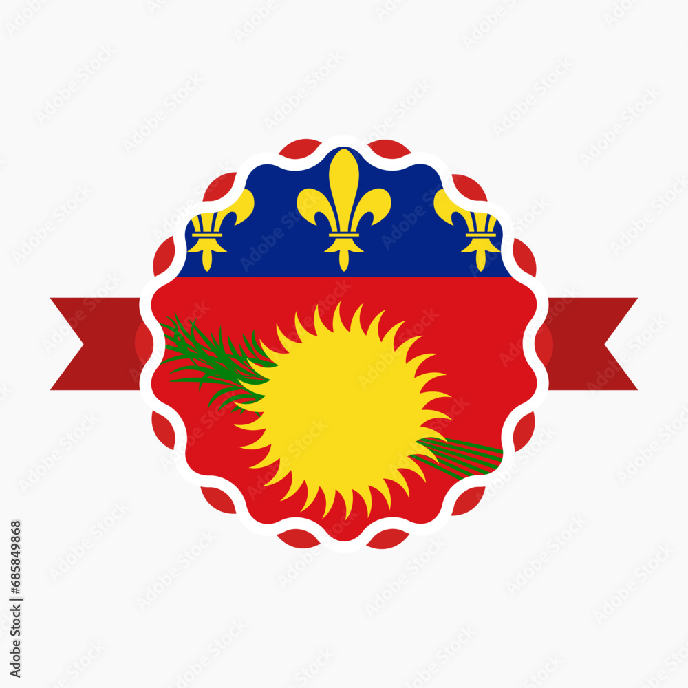 Naklejka premium Creative Guadeloupe Flag Emblem Badge