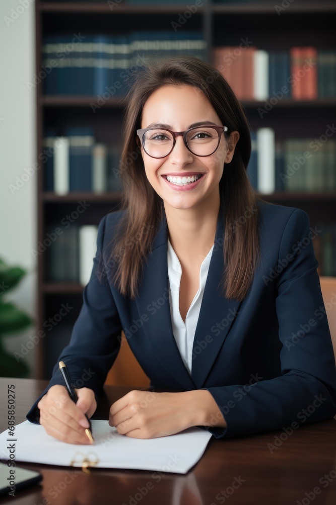Female lawyer making contract deal with client at work Female lawyer making contract deal with client at work