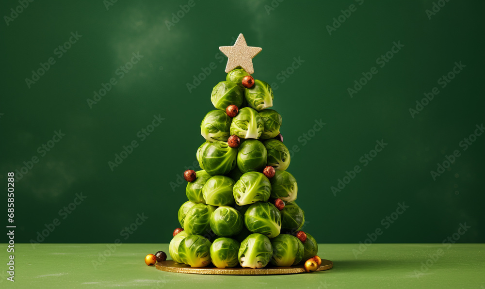 Φωτογραφία A pile of festive brussels sprouts in the shape of a christmas tree