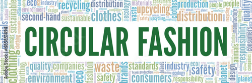 Circular fashion word cloud conceptual design isolated on white background.