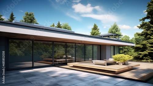 Luxury house with flat roof because the time for pointed roofs is over. Generative AI Technology