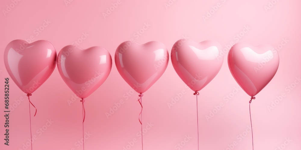 Pink balloons on pastel pink background