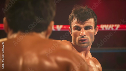 Portrait of a boxer in a fight, Generative AI © PaputekWallArt