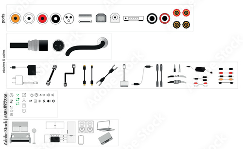 set of cables adapters and ports and more