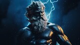 powerful god Zeus with lightning