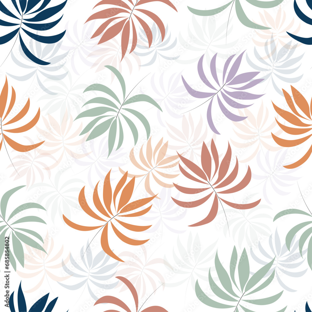 Seamless pattern design with spring summer floral leaves vector illustration, artworks. Palm floral seamless patterns. Vector design for fabric, interior decor, wallpaper,print pattern for fashion Seamless pattern design with spring summer floral leaves vector illustration, artworks. Palm floral seamless patterns. Vector design for fabric, interior decor, wallpaper,print pattern for fashion