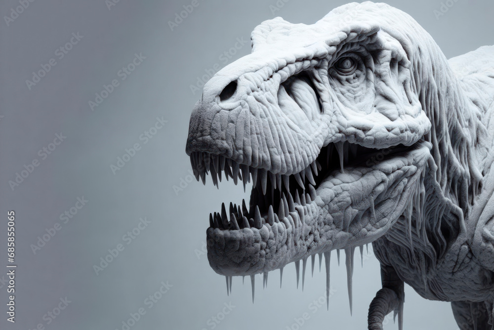 Photo of a frozen Tyrannosaurus rex, prehistoric animal on solid background. ai generative Photo of a frozen Tyrannosaurus rex, prehistoric animal on solid background. ai generative