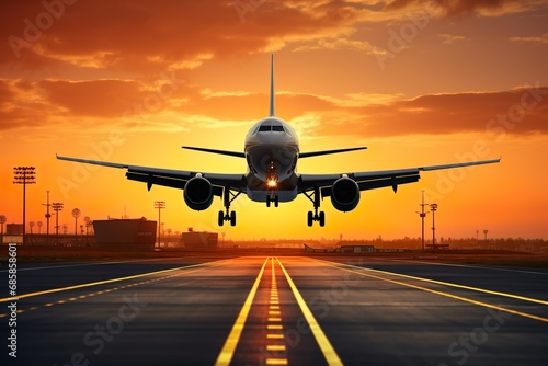 A plane taking off from an airport.