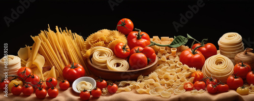 Various of italian pasta food made at home.