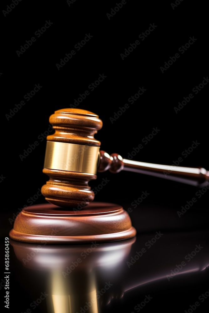golden gavel judge on black background. generative AI golden gavel judge on black background. generative AI