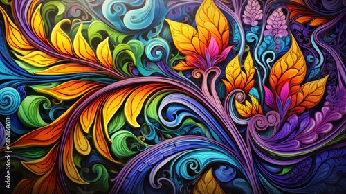 Colorful floral psychedelic background