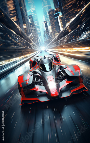 carro esportivo futurista em corrida futurista  photo