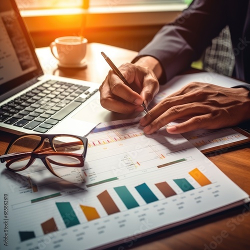 Business people analyze fin...