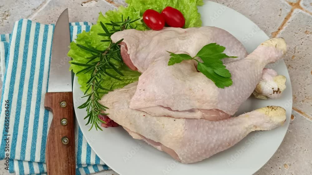 cuisses de poulet crus, en gros plan