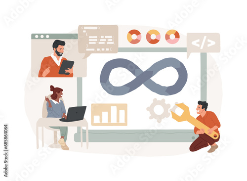 Software development team isolated concept vector illustration. Remote teamwork, digital team on demand, professional, certified software developer, hire outsource company vector concept.
