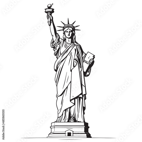 The statue of Liberty -Hand drawn vector illustration sketch