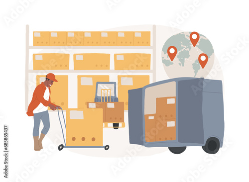 Transit warehouse isolated concept vector illustration. Bonded warehouse, goods transfer, transportation business, shipping terminal, international logistics, import and export vector concept.