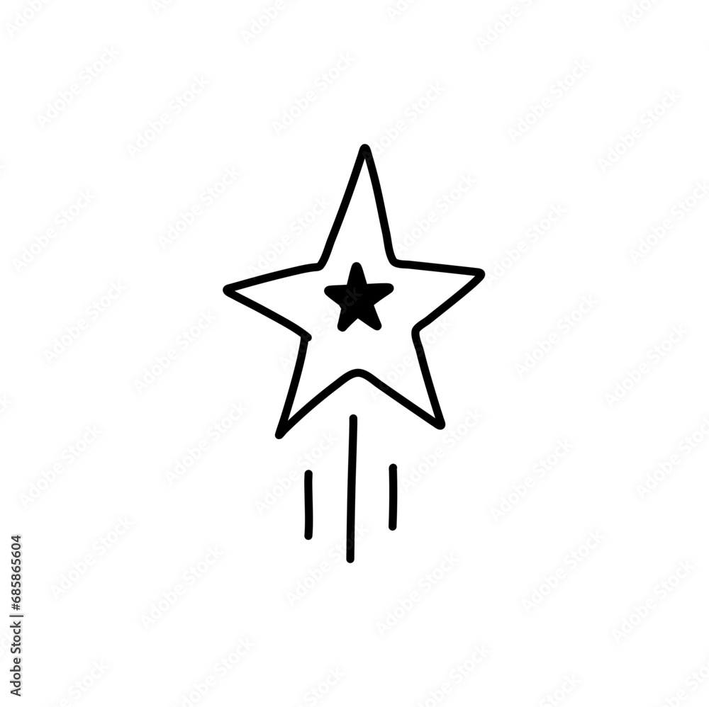 Line star glitter shine of doodle. Star shine glow, spark glitter