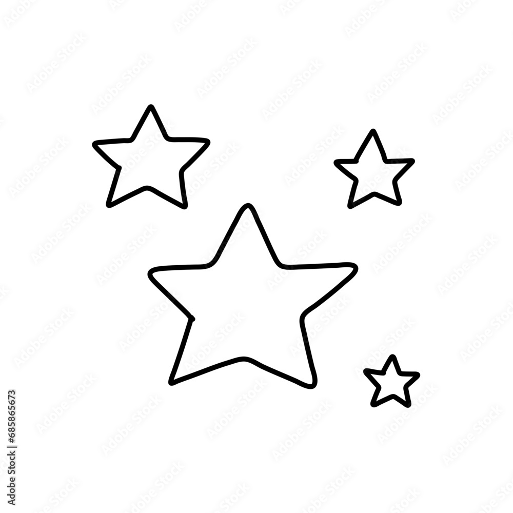Line star glitter shine of doodle. Star shine glow, spark glitter, sparkle light vector illustration. 