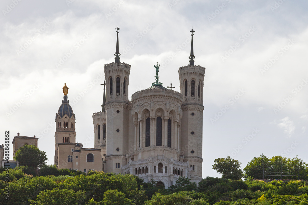 The Basilica of Notre-Dame de Fourvière in Lyon The Basilica of Notre-Dame de Fourvière in Lyon